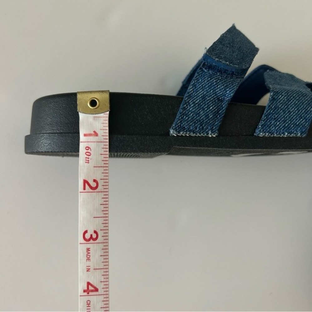 Bamboo Conquer Blue Denim Size 7.5 Cutout Adjustable Strap Sandals - Picture 5 of 9